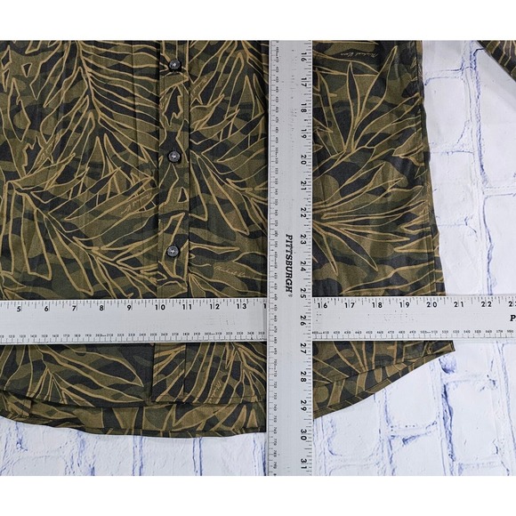 Michael Kors Peformance Stretch Shirt Green Floral Long Sleeve Button MENS M - Picture 3 of 8